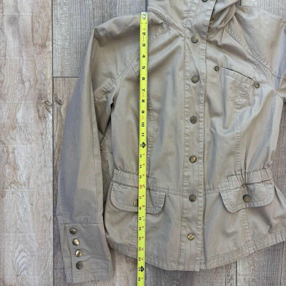 DKNY Womens Utility Layered Hooded Jacket Tan Khaki Sz S Gorpcore Field Military - Picture 14 of 16